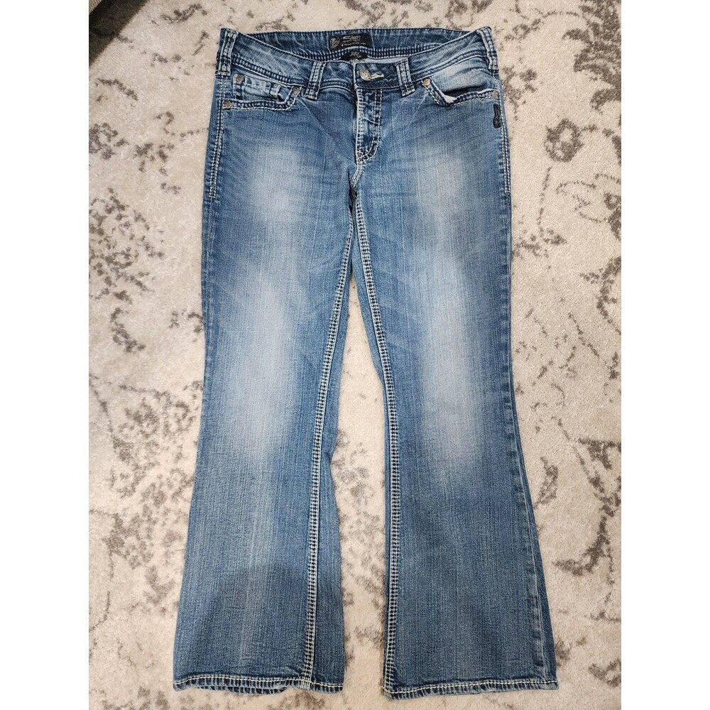 Silver Jeans Suki Surplus Jeans Womens 32x30 Blue Bootcut Stretch Embroidered